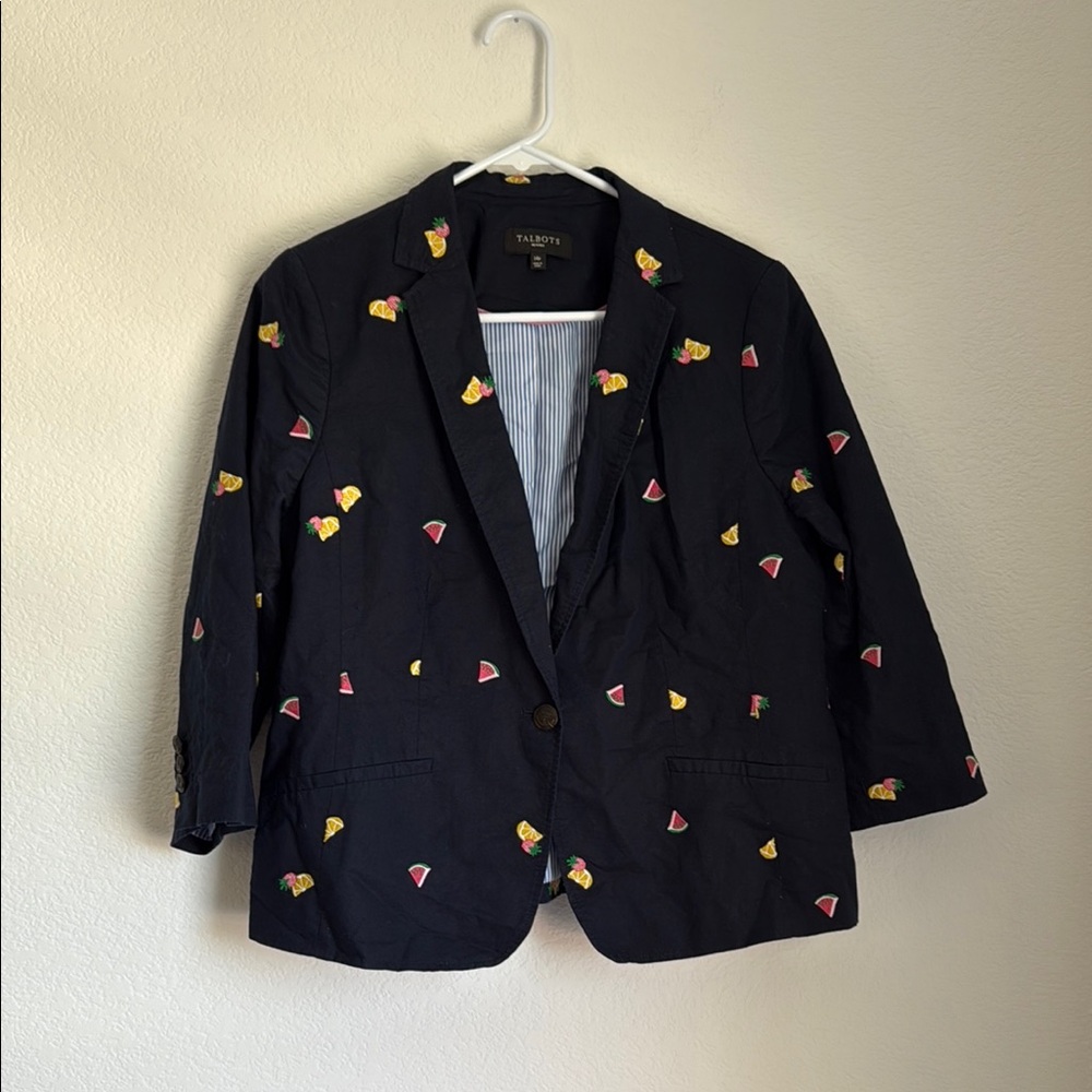 Talbots Black and Yellow Butterfly Blazer